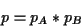 \begin{displaymath} p=p_{A}*p_{B}\end{displaymath}